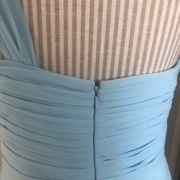 Baby Blue One-Shoulder Pleated Bodice Gown - Picture 6 of 7